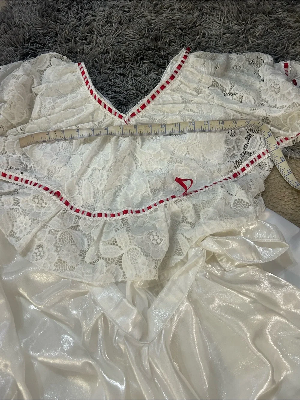 Veracruz Folkloric White & Red Trim Girls' Traditional Ruffled Costume Dress